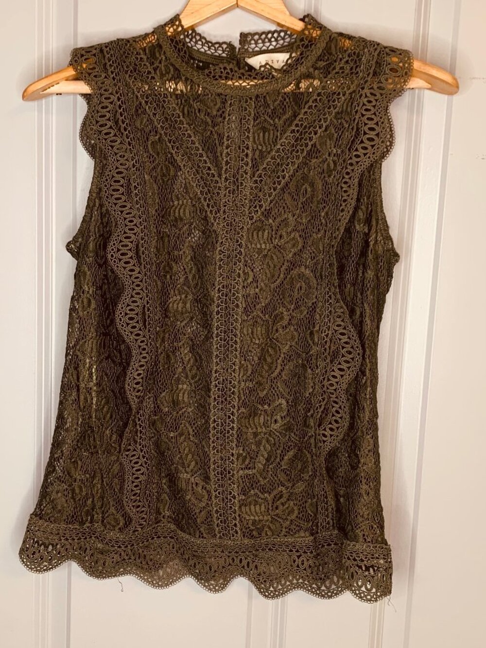 A DIVA Intricate Design Laced Top Women's Size M, Forest Green (see through)